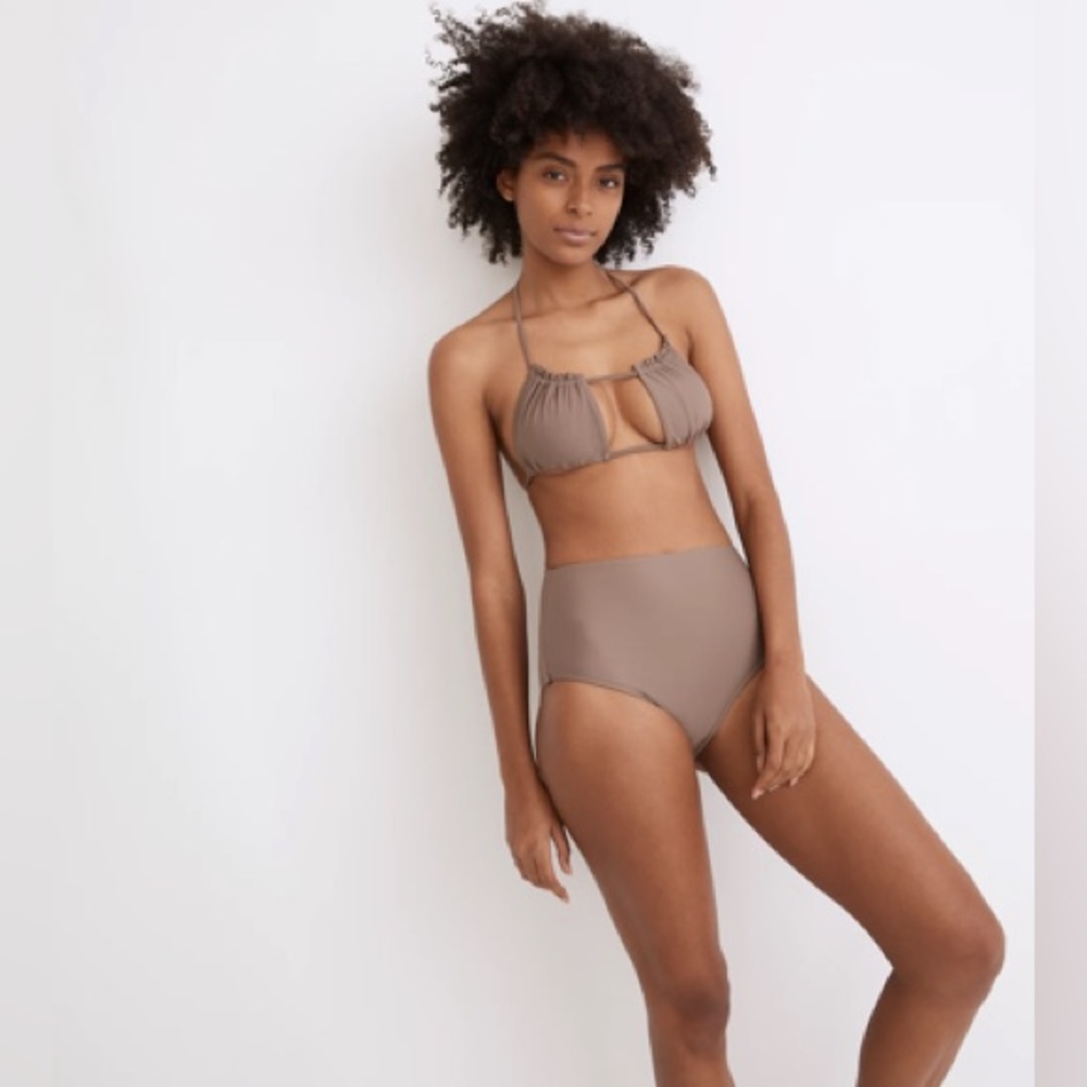 NWT Madewell Second Wave Retro High-waisted Bikini Bottom - castle rock
